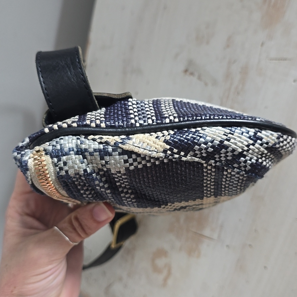 Clare V Plaid Fanny Pack In Navy/Cream - Picture 8 of 13